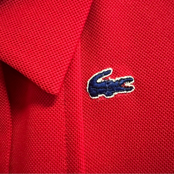Vintage Chemise Lacoste Polo Dress Size 12/14 Red And Navy Blue Matching Belts - Picture 10 of 16